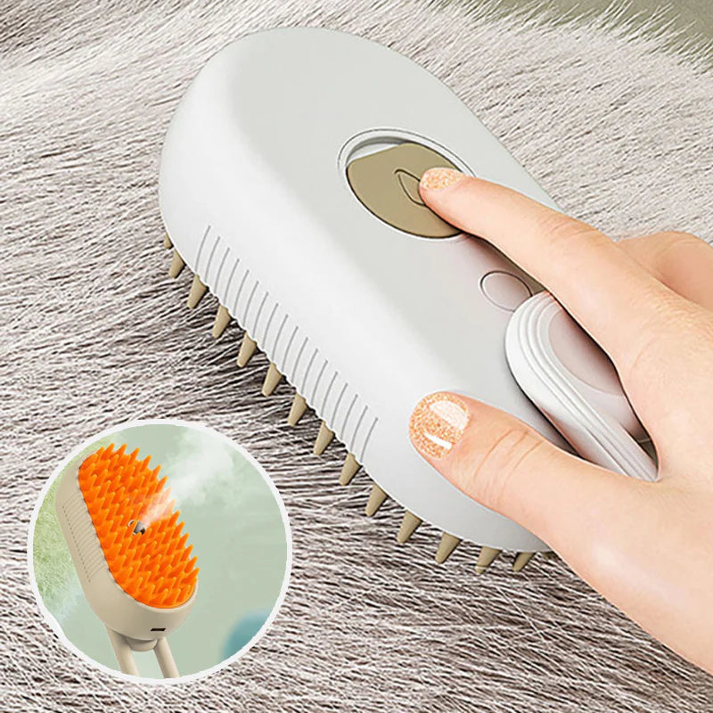 Escova 4 em 1 Vaporizada para Pelos — Relaxa, Limpa, Massageia e Desembaraça