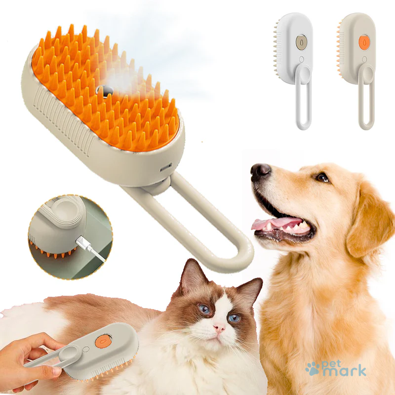 Escova 4 em 1 Vaporizada para Pelos — Relaxa, Limpa, Massageia e Desembaraça